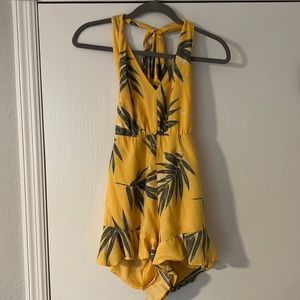 Palm Branch V-Neck Romper